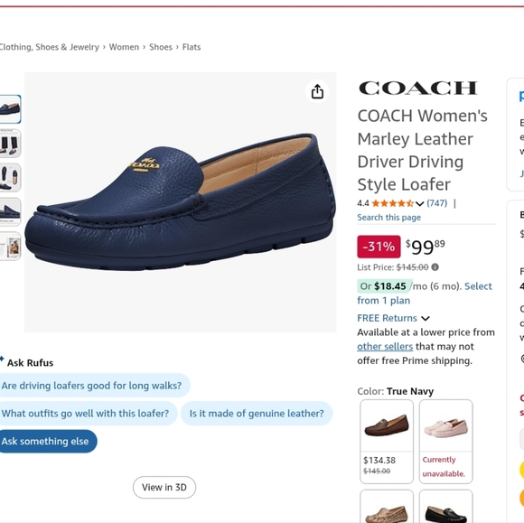 NEW! COACH Women's Marley Leather Driver Driving Style Loafer - Picture 6 of 11